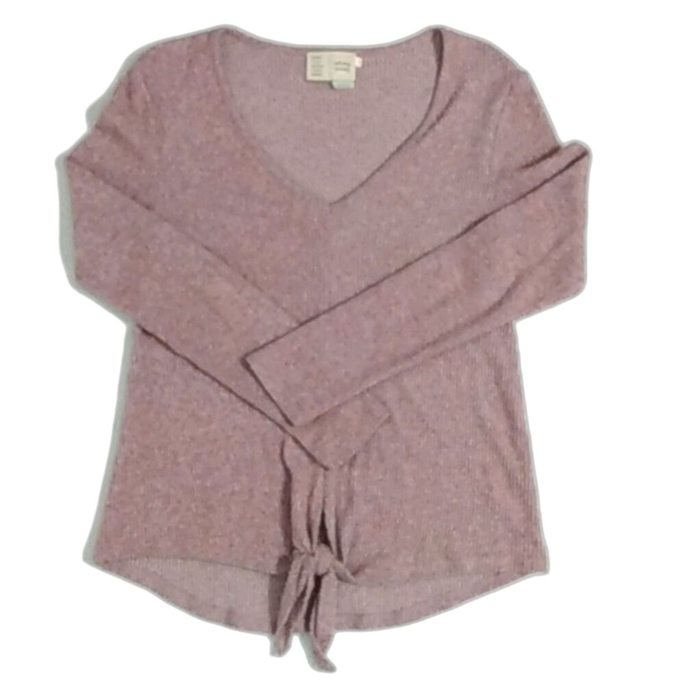 Saturday Sunday Fleece Top XS Emilia Brushed Fleece Marled Lilac Tie Waist Soft